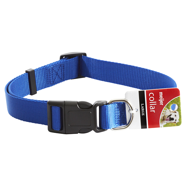 slide 1 of 2, Meijer Adjustable Dog Collar, Blue, Large, LG