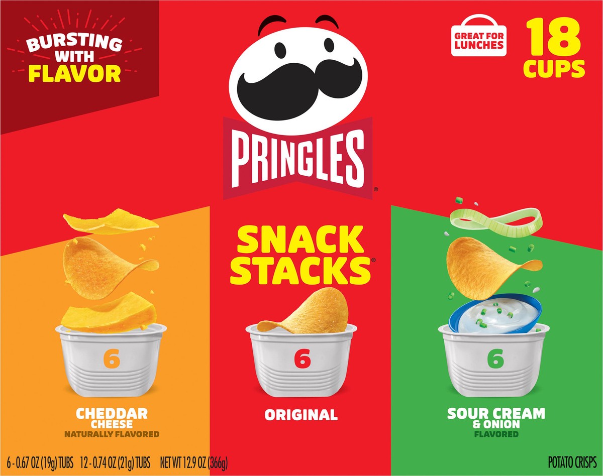 slide 3 of 8, Pringles Snack Stacks Potato Crisps Variety Pack , 18 ct