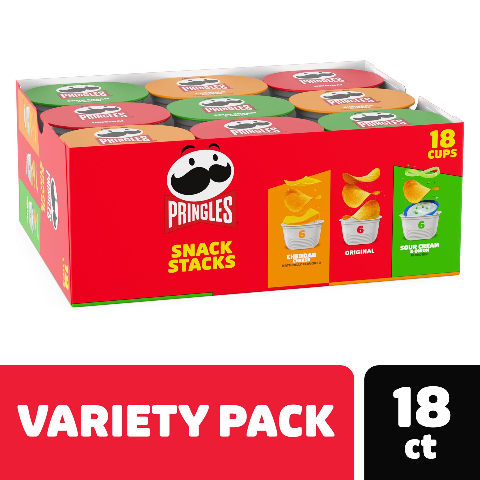 slide 1 of 8, Pringles Snack Stacks Variety Pack Potato Crisps Chips - 12.9oz/18ct, 12.9 oz, 18 ct