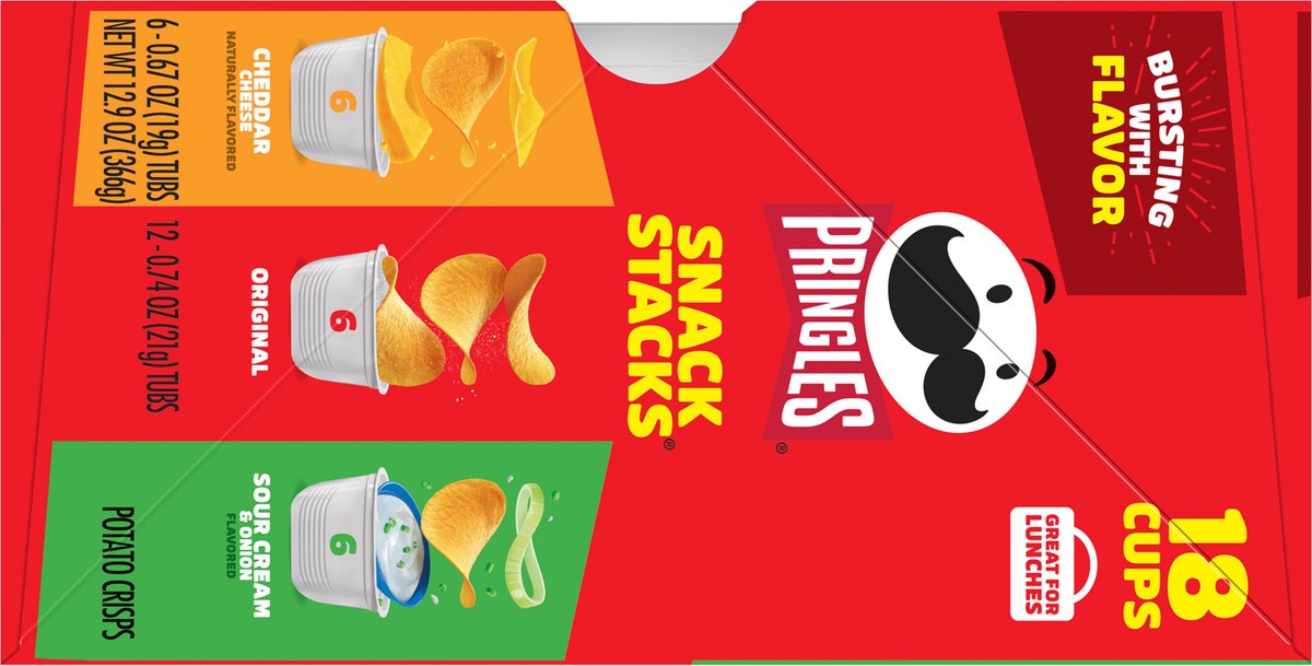 slide 6 of 8, Pringles Snack Stacks Potato Crisps Variety Pack , 18 ct
