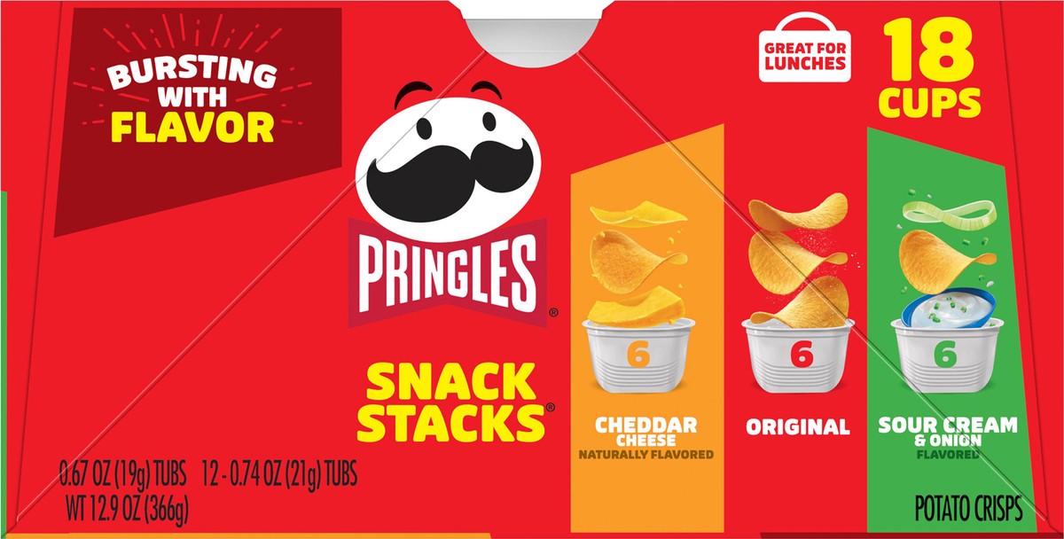 slide 7 of 8, Pringles Snack Stacks Potato Crisps Variety Pack , 18 ct