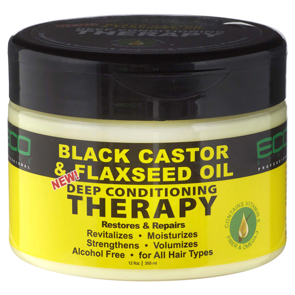 slide 1 of 1, Ecoco Black Castor & Flaxseed Deep Conditioning Therapy Oil, 12 fl oz