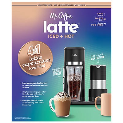 Mr. Coffee 4-in-1 Single-Serve Latte, Iced, and Hot Coffee Maker with Milk  Frother 1 ct