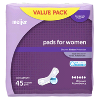 slide 11 of 21, Meijer Bladder Protection Pads, Ultimate Absorbency, Long Length, 45 ct