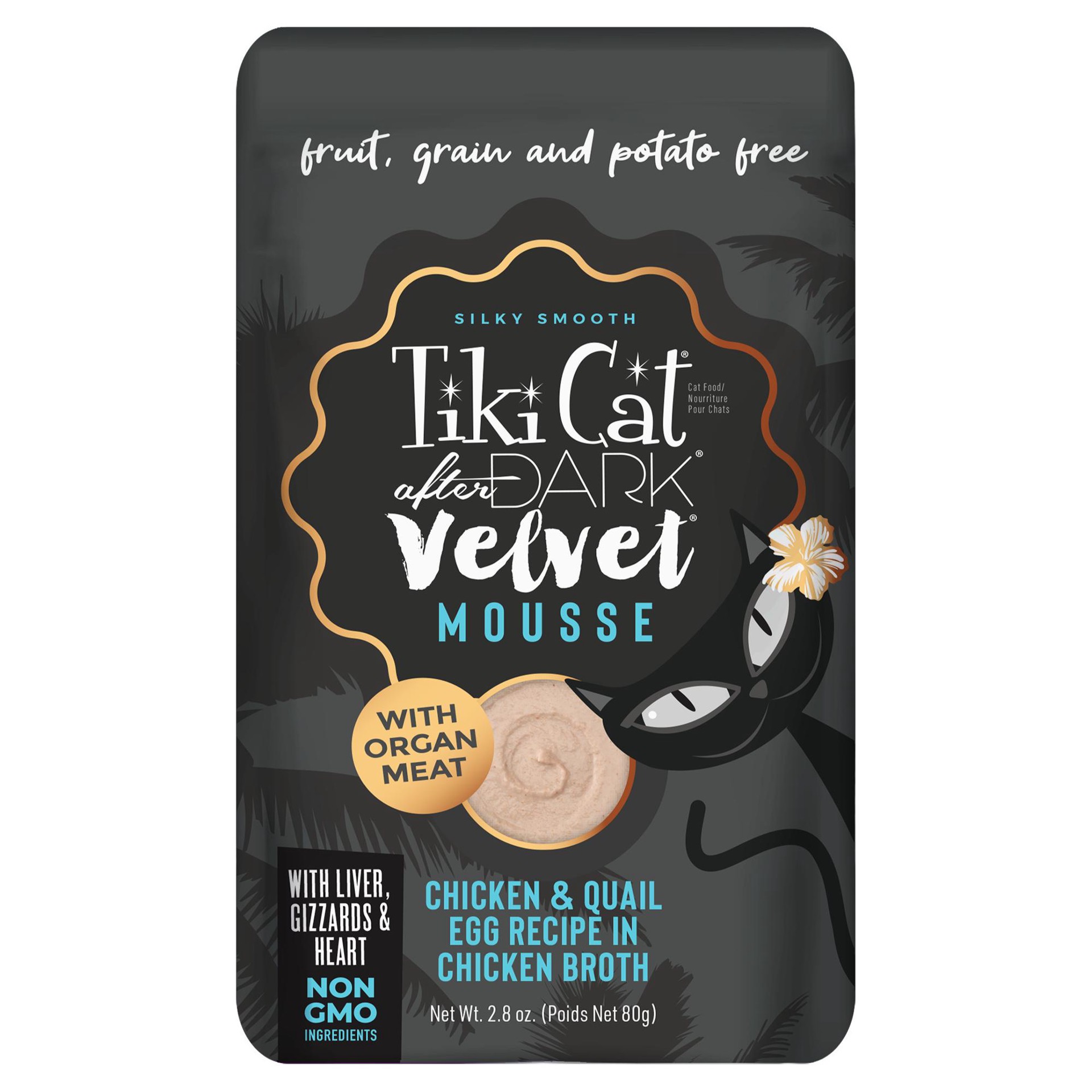 slide 1 of 8, Tiki Cat After Dark Velvet Mousse Wet Cat Food, Chicken & Quail Egg, 2.8 oz. Pouch, 2.8 oz