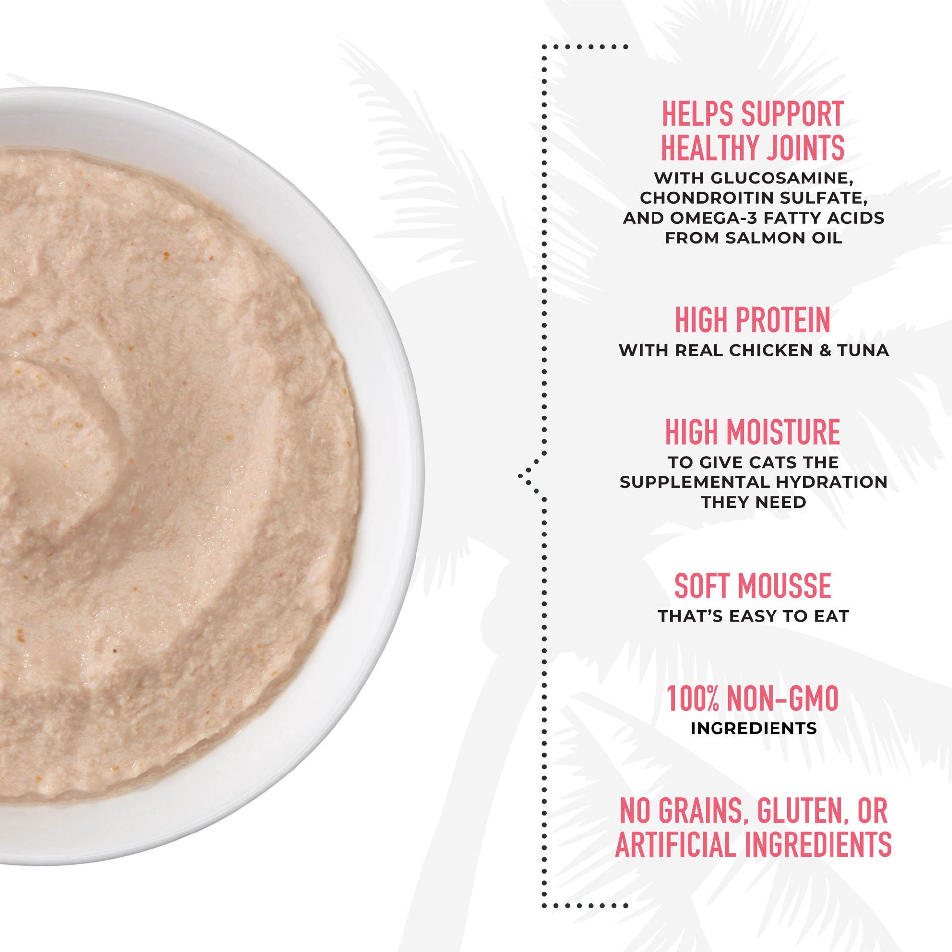 slide 4 of 8, Tiki Cat Solutions Mousse, Mobility, Chicken & Tuna Recipe in Broth Cat Food, 2.4 oz., 2.4 oz