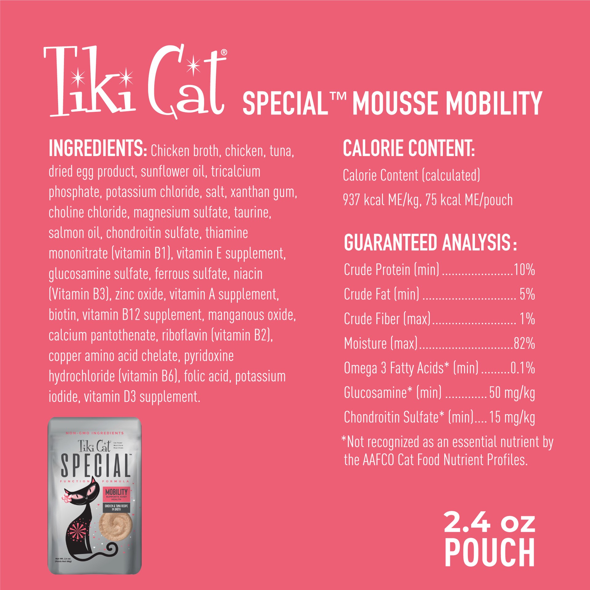 slide 3 of 8, Tiki Cat Solutions Mousse, Mobility, Chicken & Tuna Recipe in Broth Cat Food, 2.4 oz., 2.4 oz