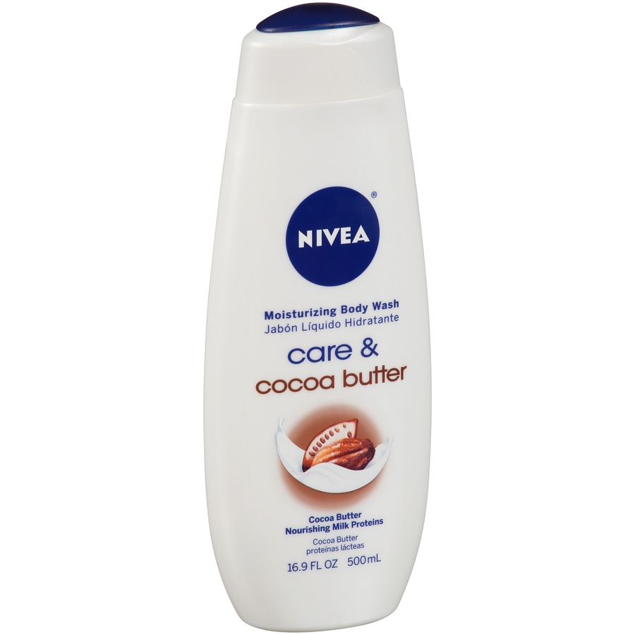 slide 2 of 7, Nivea Care and Cocoa Butter Moisturizing Body Wash, 16.9 fl oz