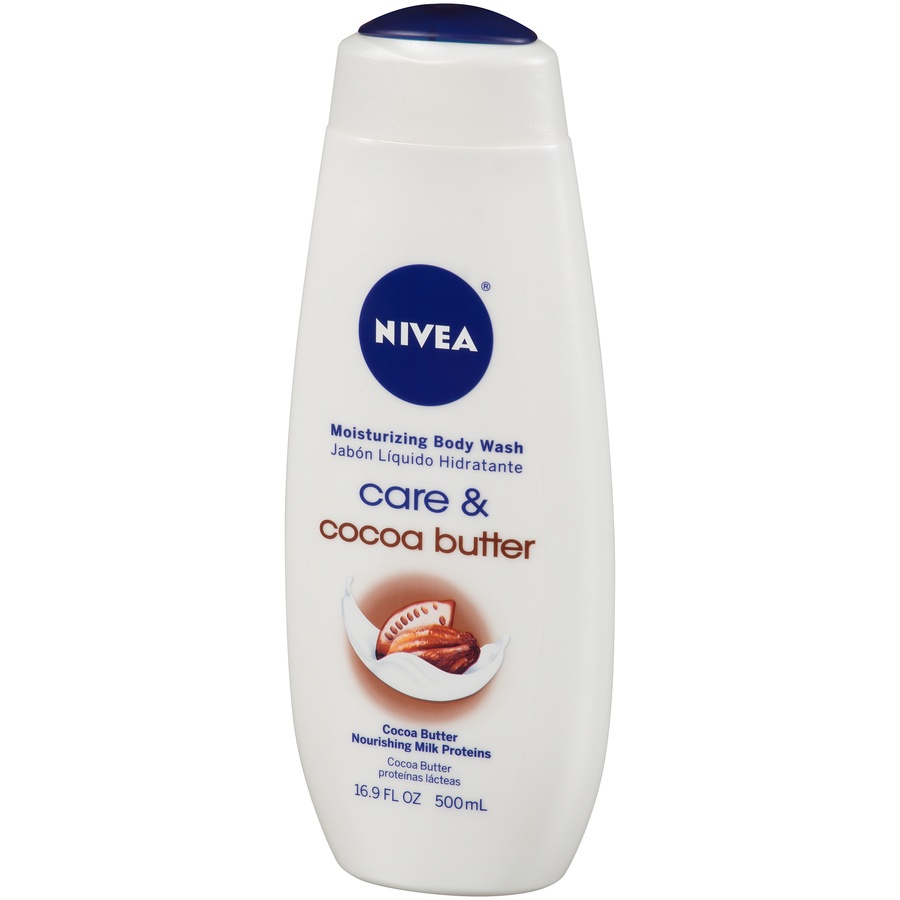 slide 3 of 7, Nivea Care and Cocoa Butter Moisturizing Body Wash, 16.9 fl oz