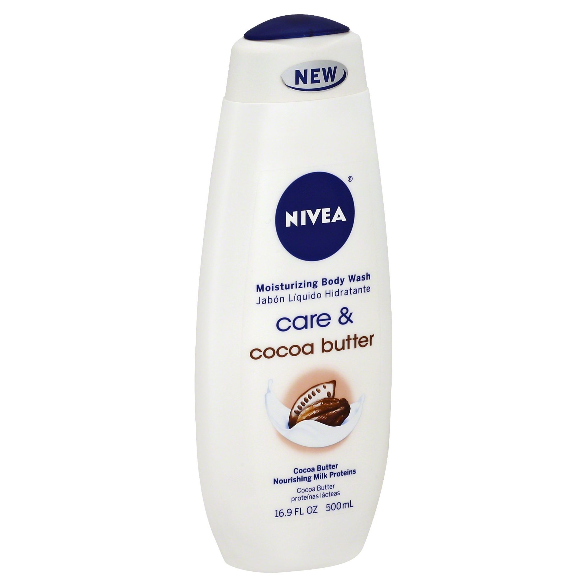 slide 1 of 7, Nivea Care and Cocoa Butter Moisturizing Body Wash, 16.9 fl oz