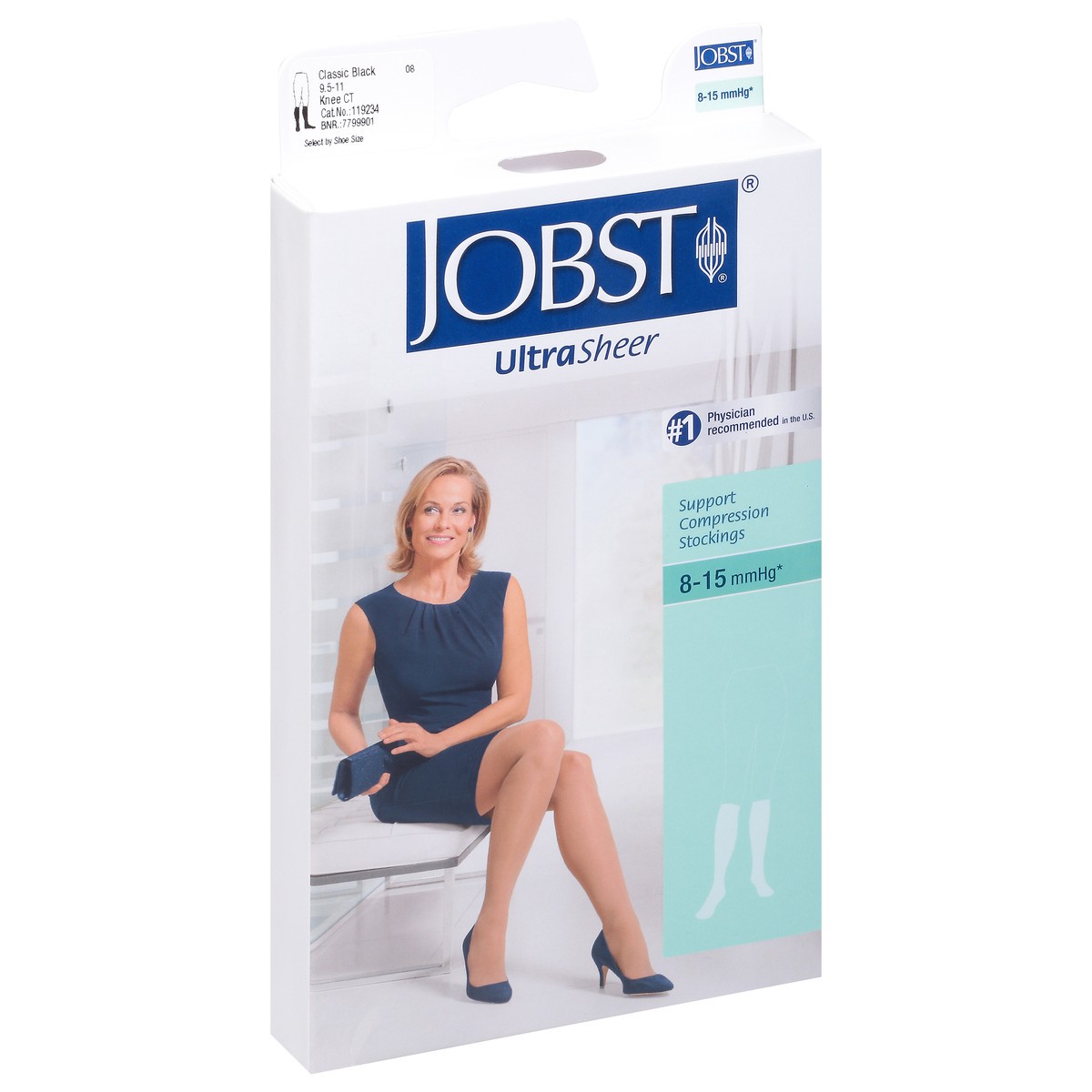 slide 3 of 9, Jobst UltraSheer Womens Classic Black 8-15 mmHg Women Support Compression Stockings 1 ea, 1 ct