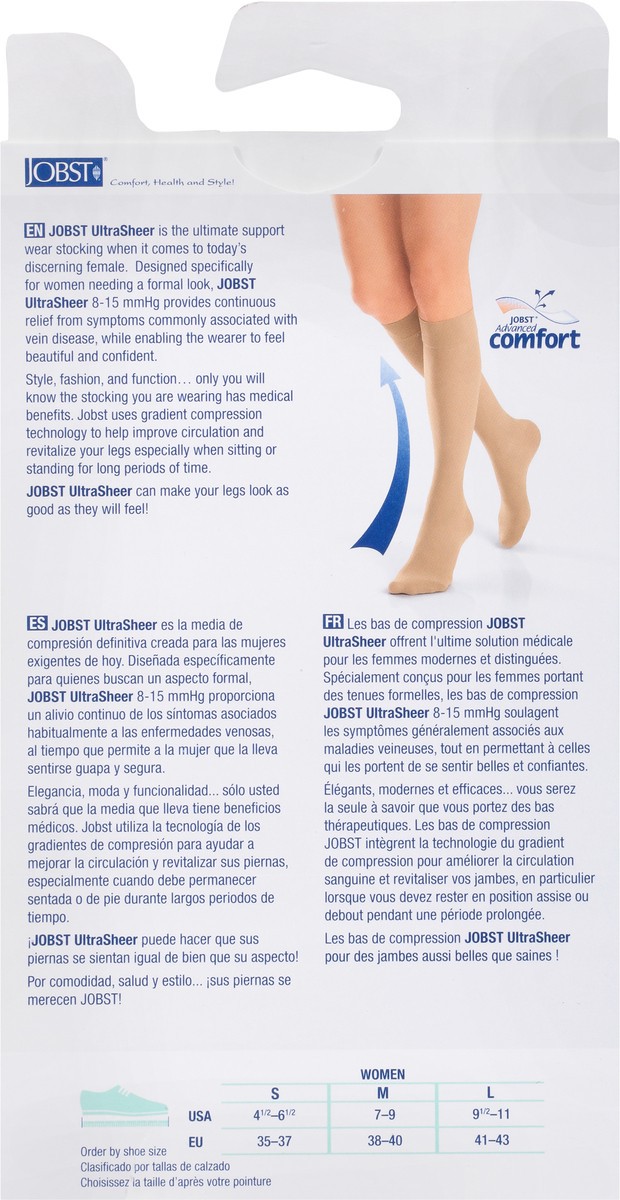 slide 8 of 9, Jobst UltraSheer Womens Classic Black 8-15 mmHg Women Support Compression Stockings 1 ea, 1 ct