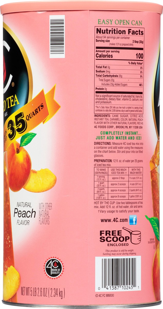 slide 10 of 14, 4C Peach Flavor Iced Tea Mix - 82.60 oz, 82.60 oz