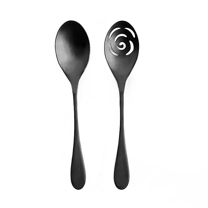 slide 1 of 3, Knork Serving Spoons - Black, 2 ct