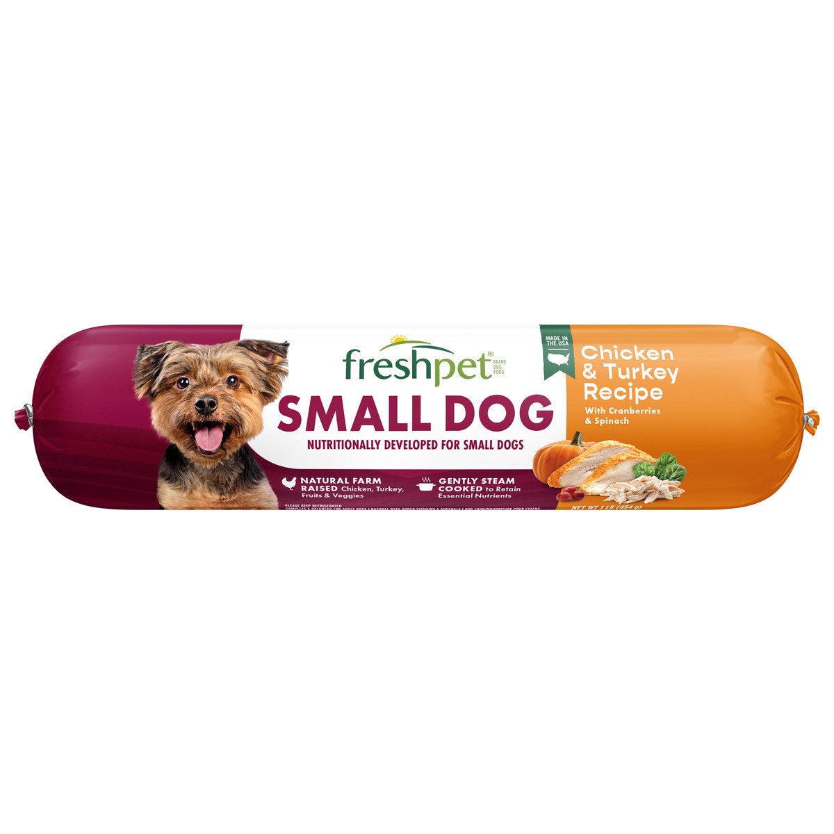 slide 1 of 3, Freshpet Healthy & Natural Dog Food, Small Dog Fresh Chicken & Turkey Roll, 1 lb