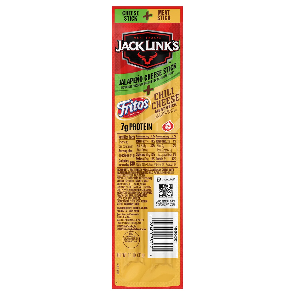 slide 3 of 6, Jack Link's Flavored Meat Stick Fritos Chili Cheese And Jalapeno Cheese 1.1 Oz, 1.1 oz