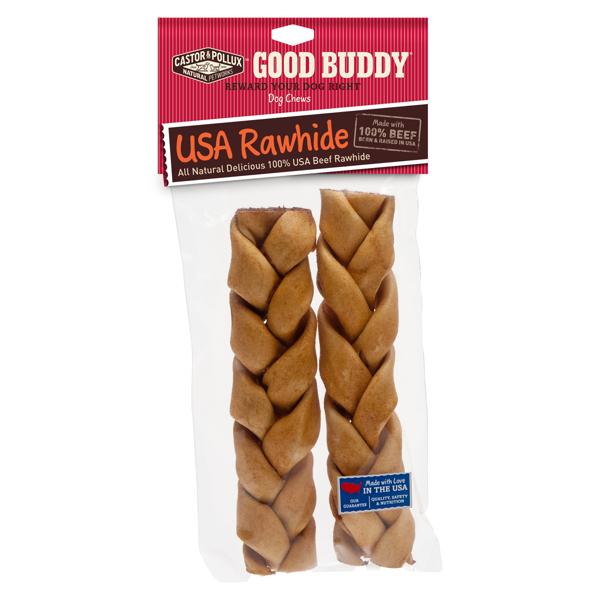 slide 1 of 1, Castor & Pollux Good Buddy Dog Treat - Rawhide Braided Stick With Natural Chicken Flavor - 8 oz Bag, 8 oz