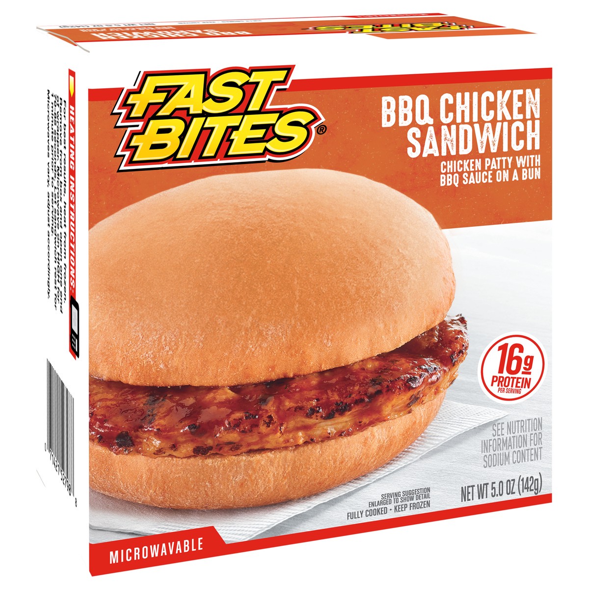 slide 8 of 11, Fast Bites BBQ Chicken Sandwich, 5 oz (Frozen), 141.75 g