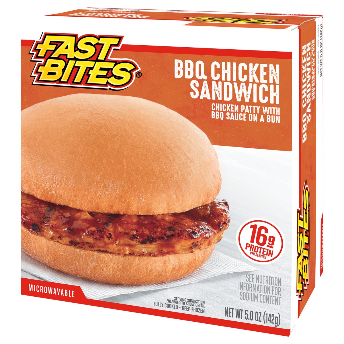 slide 7 of 11, Fast Bites BBQ Chicken Sandwich, 5 oz (Frozen), 141.75 g