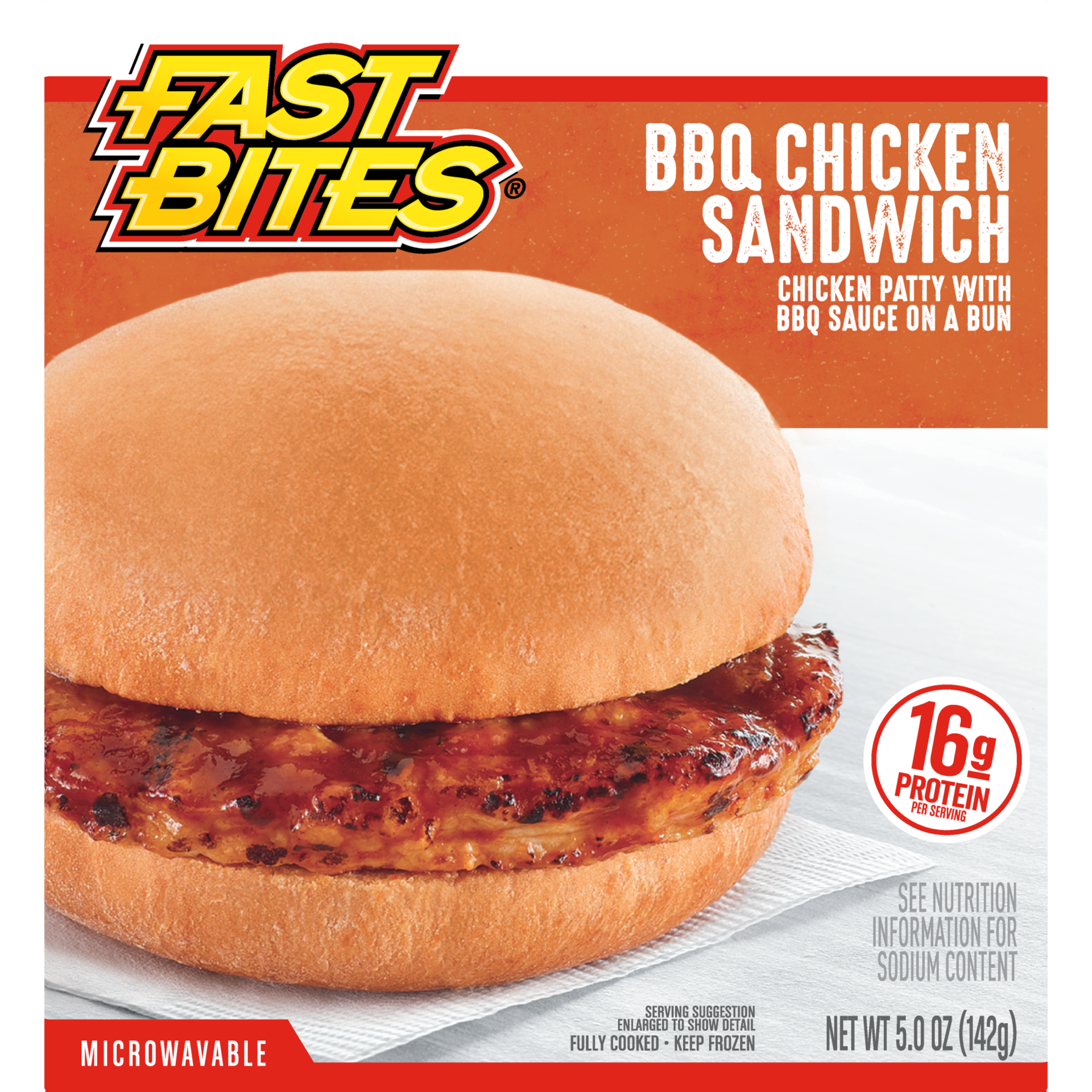 slide 1 of 11, Fast Bites BBQ Chicken Sandwich, 5 oz (Frozen), 141.75 g