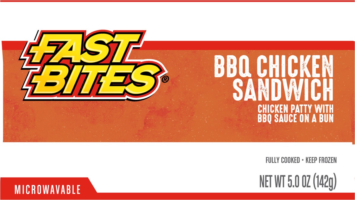 slide 10 of 11, Fast Bites BBQ Chicken Sandwich, 5 oz (Frozen), 141.75 g