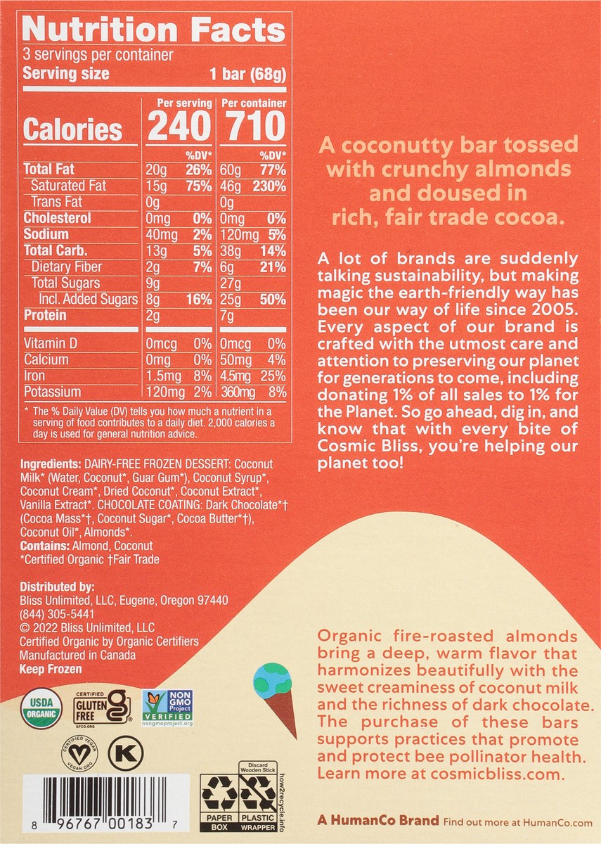 slide 2 of 12, Luna & Larry's Luna & Larrys Choc Almond Coconut Bliss Bar, 3 ct