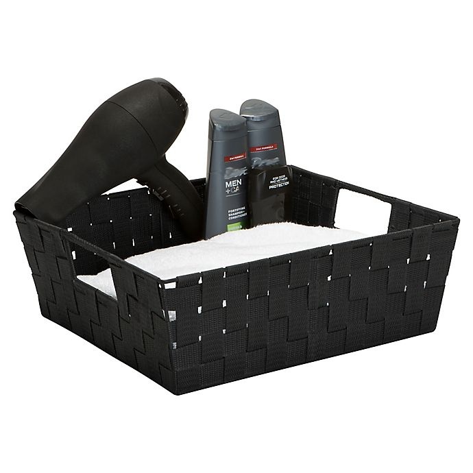 slide 2 of 3, Simplify Large Woven Storage Shelf Bin - Black, 1 ct