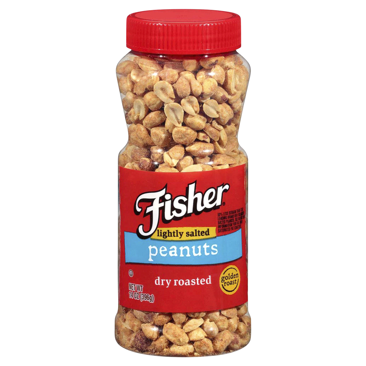 slide 1 of 6, Fisher Low Salt Dry Roasted Peanuts, 14 oz