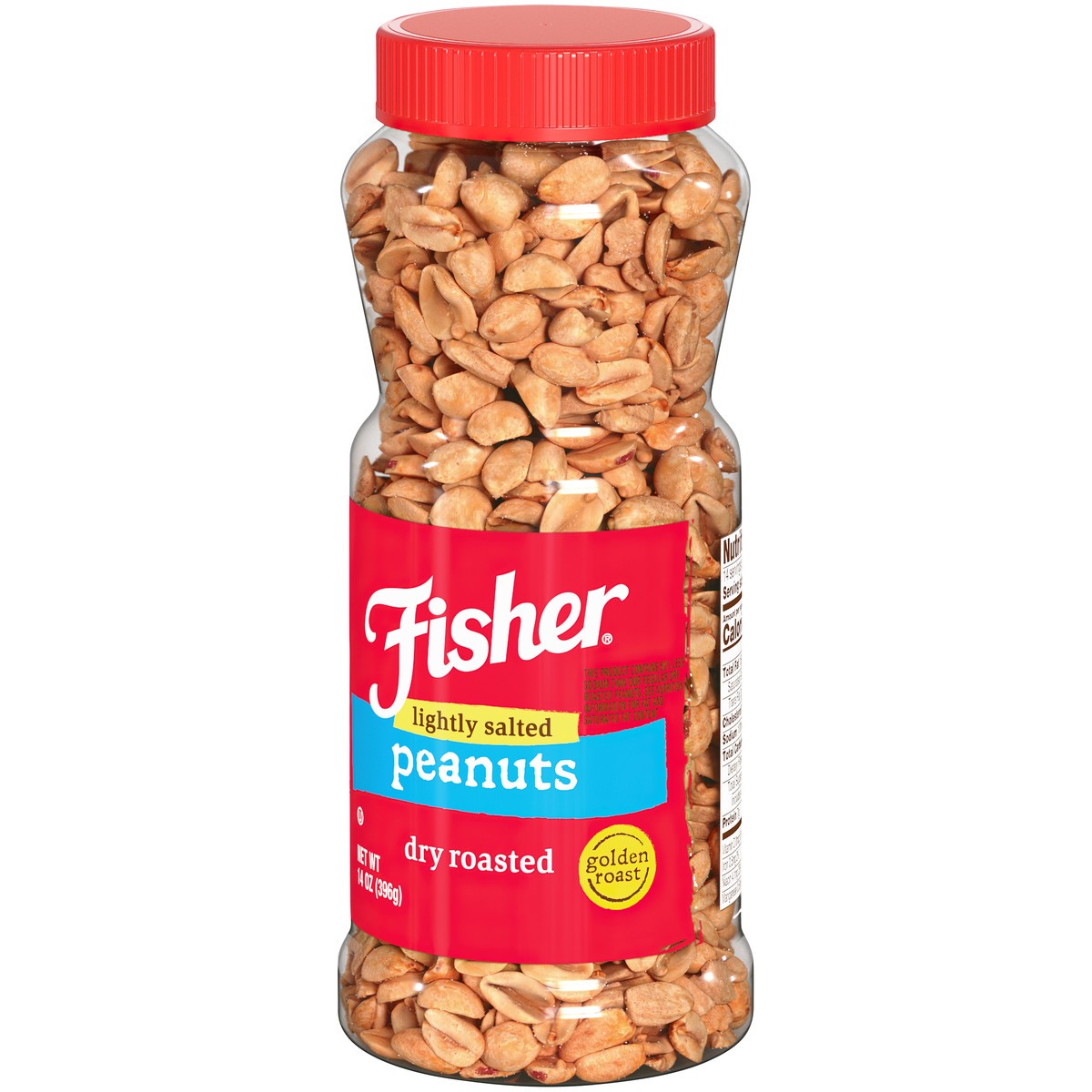 slide 3 of 9, Fisher Low Salt Golden Roast Peanuts, 14 oz