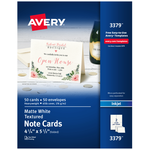 slide 1 of 8, Avery Confetti-Textured Heavyweight Note Cards, 50 ct