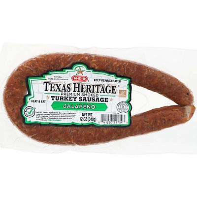 slide 1 of 1, H-E-B Select Ingredients Texas Heritage Jalapeno Turkey Sausage, 12 oz
