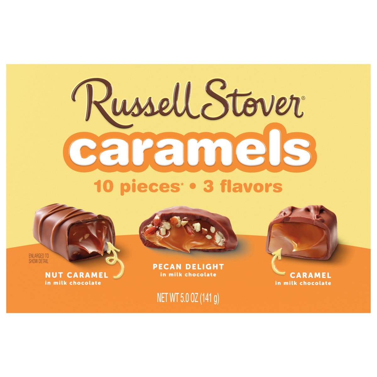 slide 1 of 13, RUSSELL STOVER Assorted Caramels Milk Chocolate Candy Gift Box, 5 oz., 5 oz