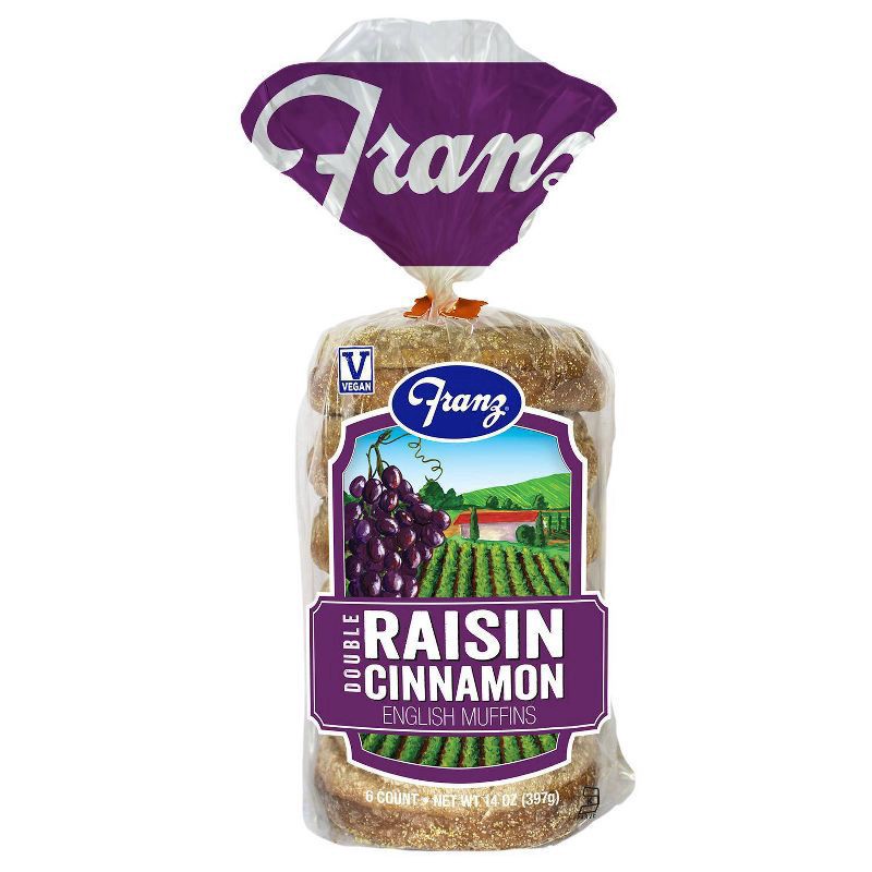 slide 1 of 1, Franz Old Fashion Raisin English Muffins, 14 oz