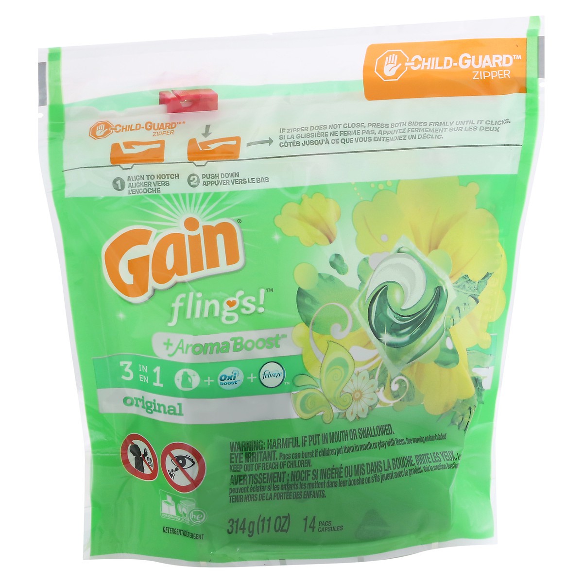 slide 3 of 9, Gain Flings! Original Laundry Detergent Pacs, 14 ct