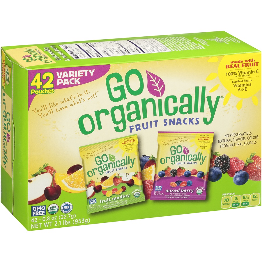 slide 2 of 8, Go Organically Fruit Snacks Variety Pack, 42 ct