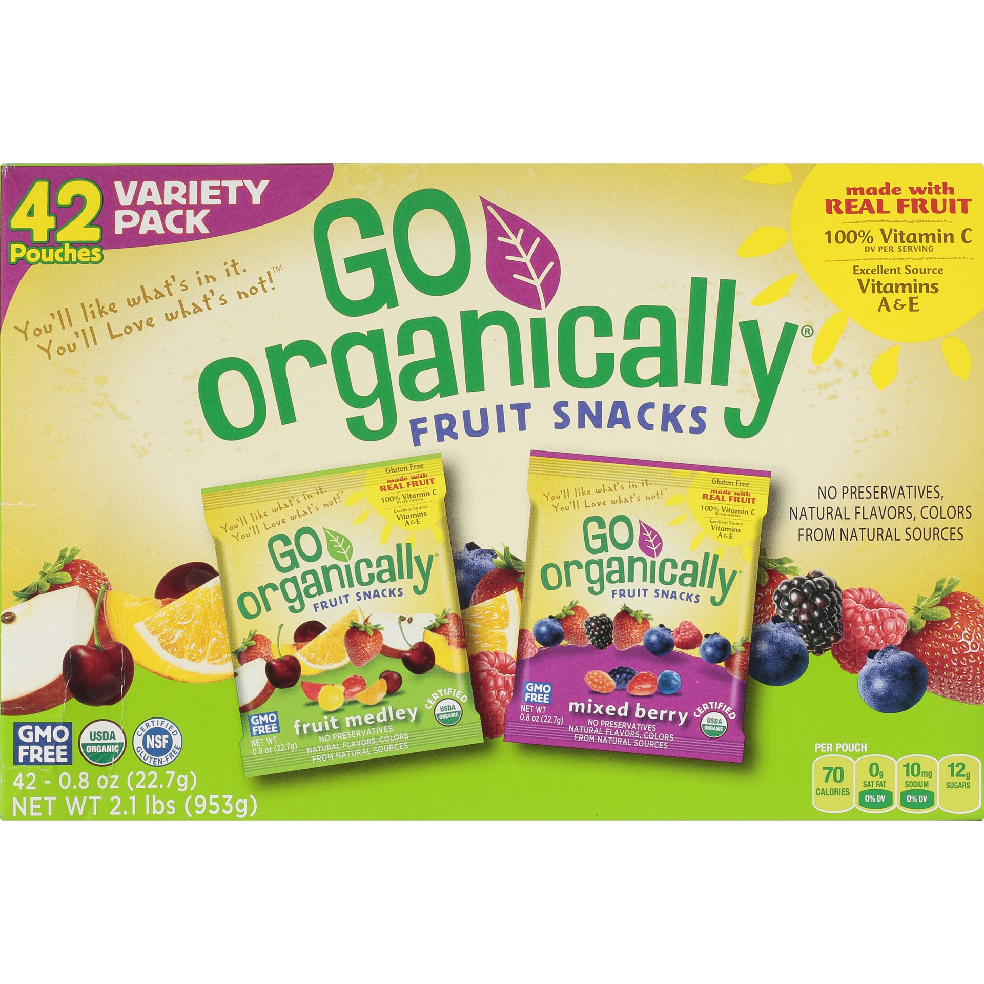 slide 6 of 8, Go Organically Fruit Snacks Variety Pack, 42 ct