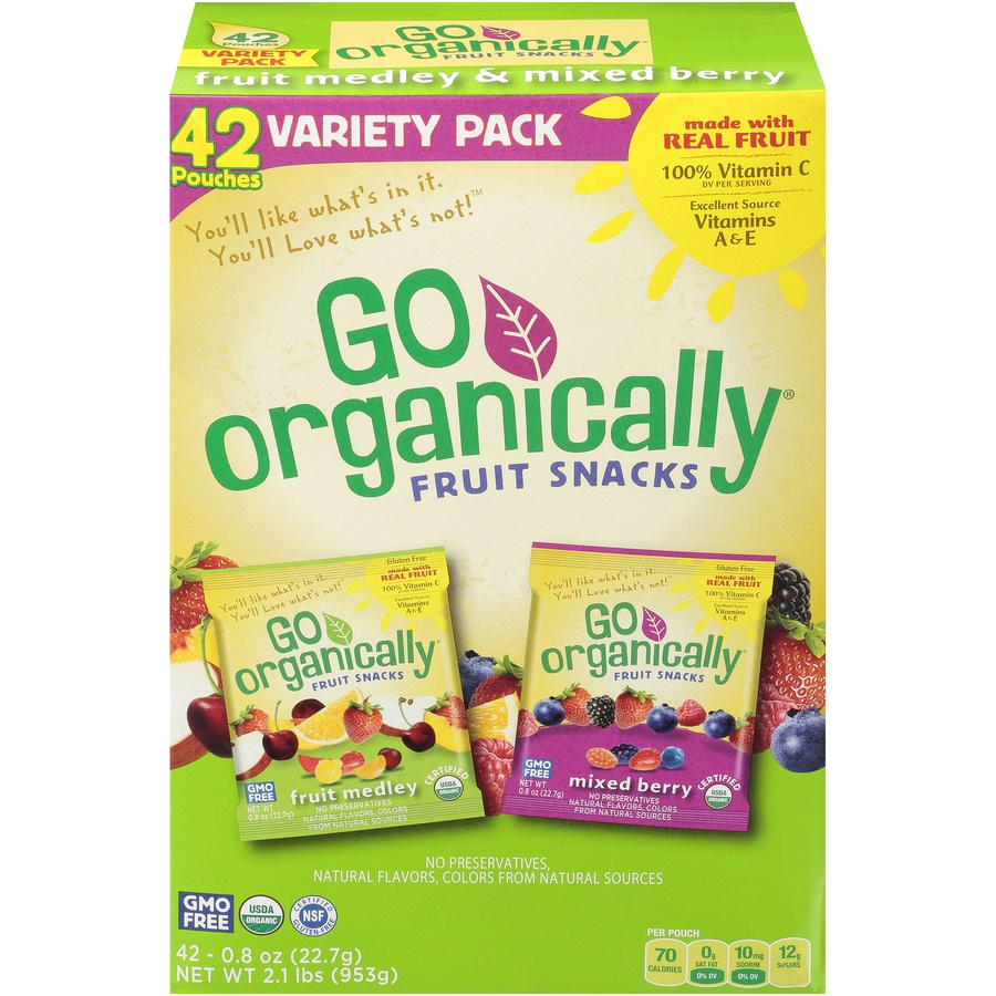 slide 1 of 8, Go Organically Fruit Snacks Variety Pack, 42 ct