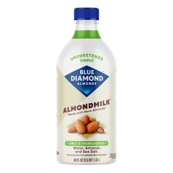 Blue Diamond Unsweetened Simple Almondmilk, 48 oz