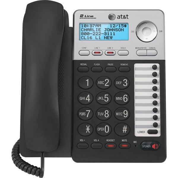 slide 3 of 6, AT&T Ml17929 2-Line Corded Phone With Caller Id/Call Waiting, Black, 1 ct