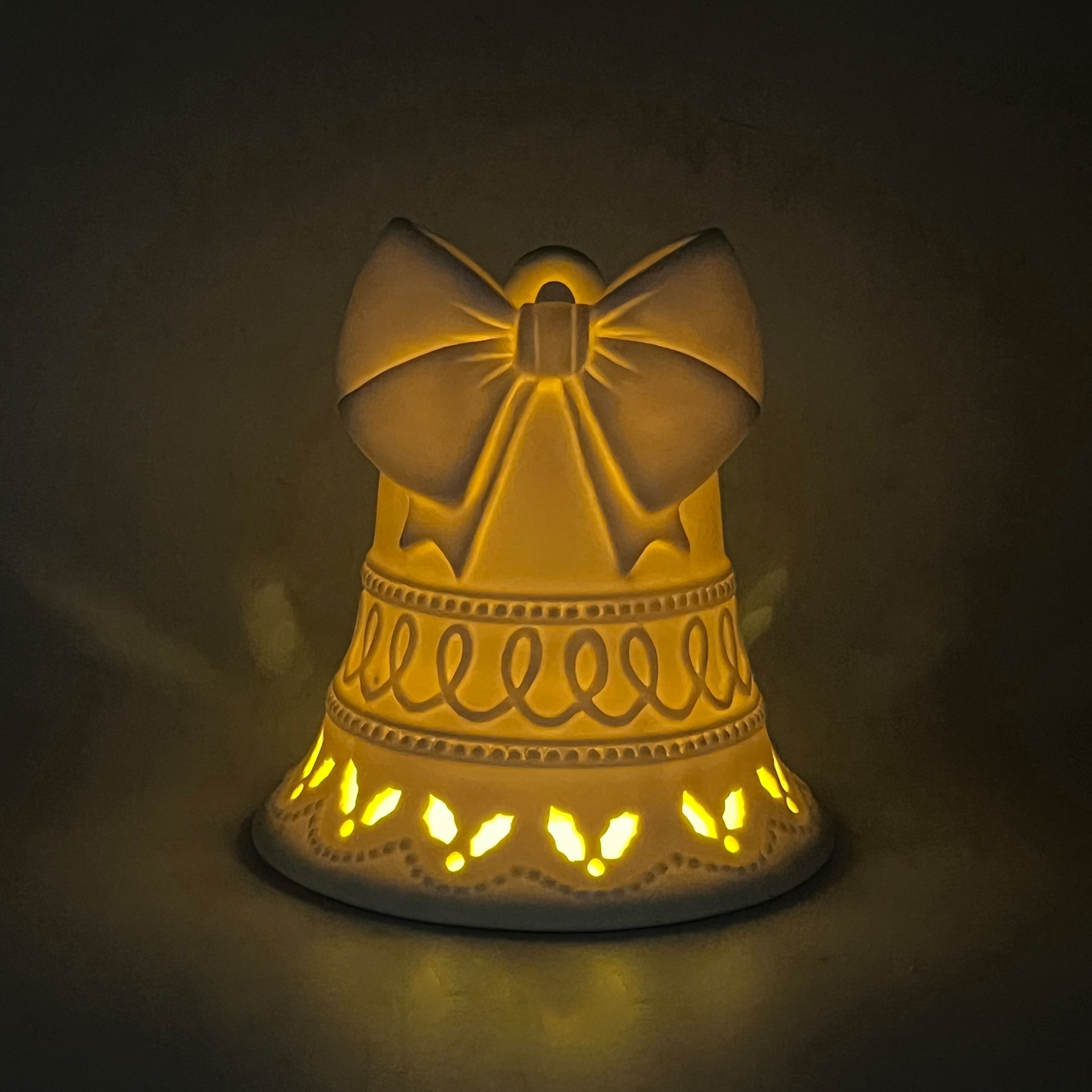 slide 4 of 7, 6.5" Led Diy Ceramic Holly Bell Decor By Make Market, 6.1 in x 6.1 in x 6.4 in