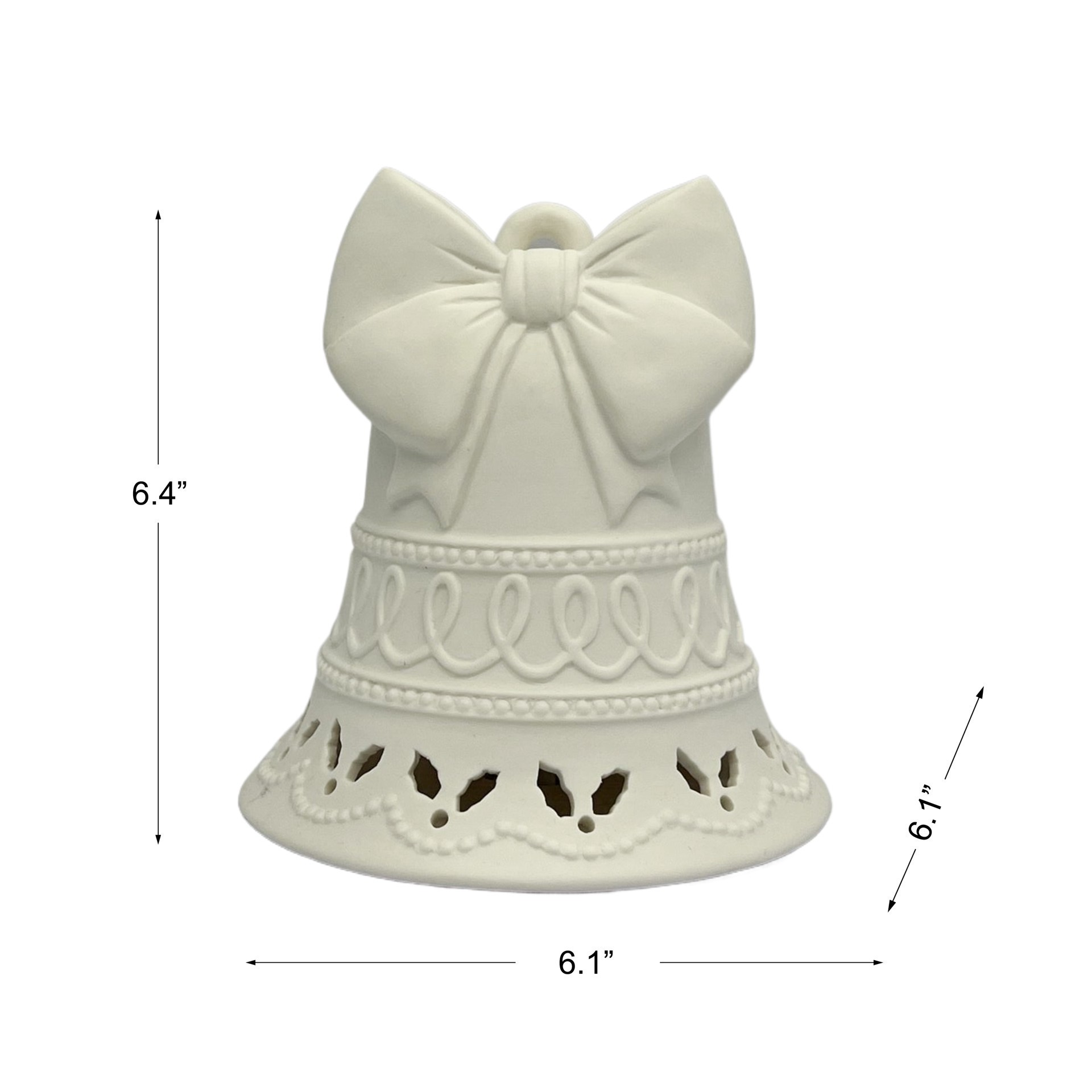 slide 7 of 7, 6.5" Led Diy Ceramic Holly Bell Decor By Make Market, 6.1 in x 6.1 in x 6.4 in