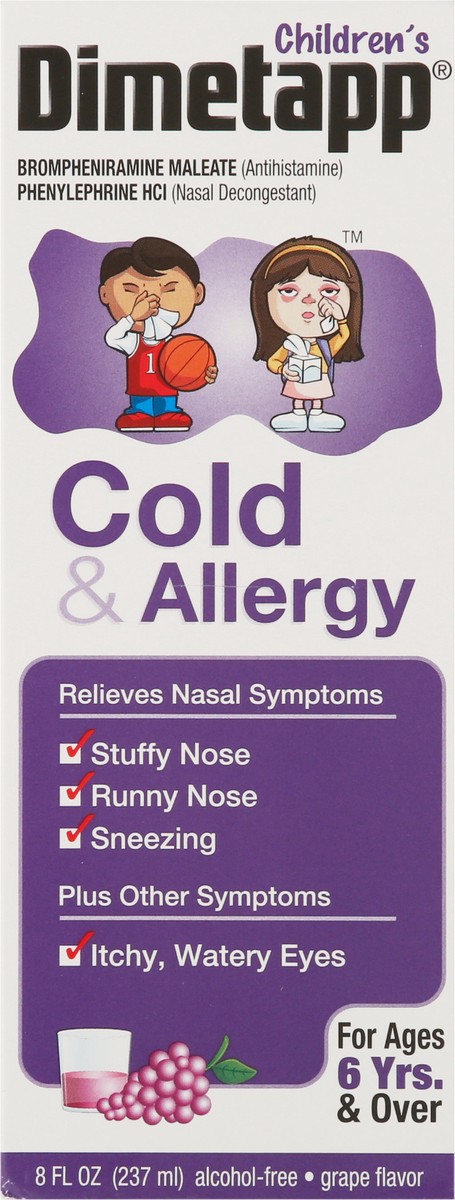 slide 10 of 13, Dimetapp Children's Dimetapp Cold & Allergy - Grape, 8 fl oz