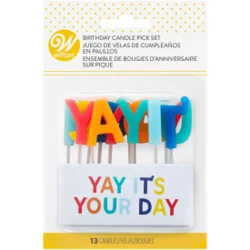 Wilton Yay It's Your Day" Birthday Candle Pick Set, 13-Count