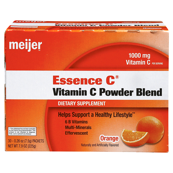 slide 1 of 7, Meijer Essence C Vitamin C Powder Blend, Orange, 30 ct