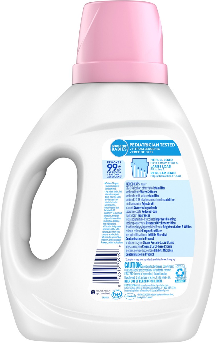 slide 2 of 3, all Baby Liquid Laundry Detergent, Gentle for Baby, 36 Ounce, 24 Loads, 36 fl oz