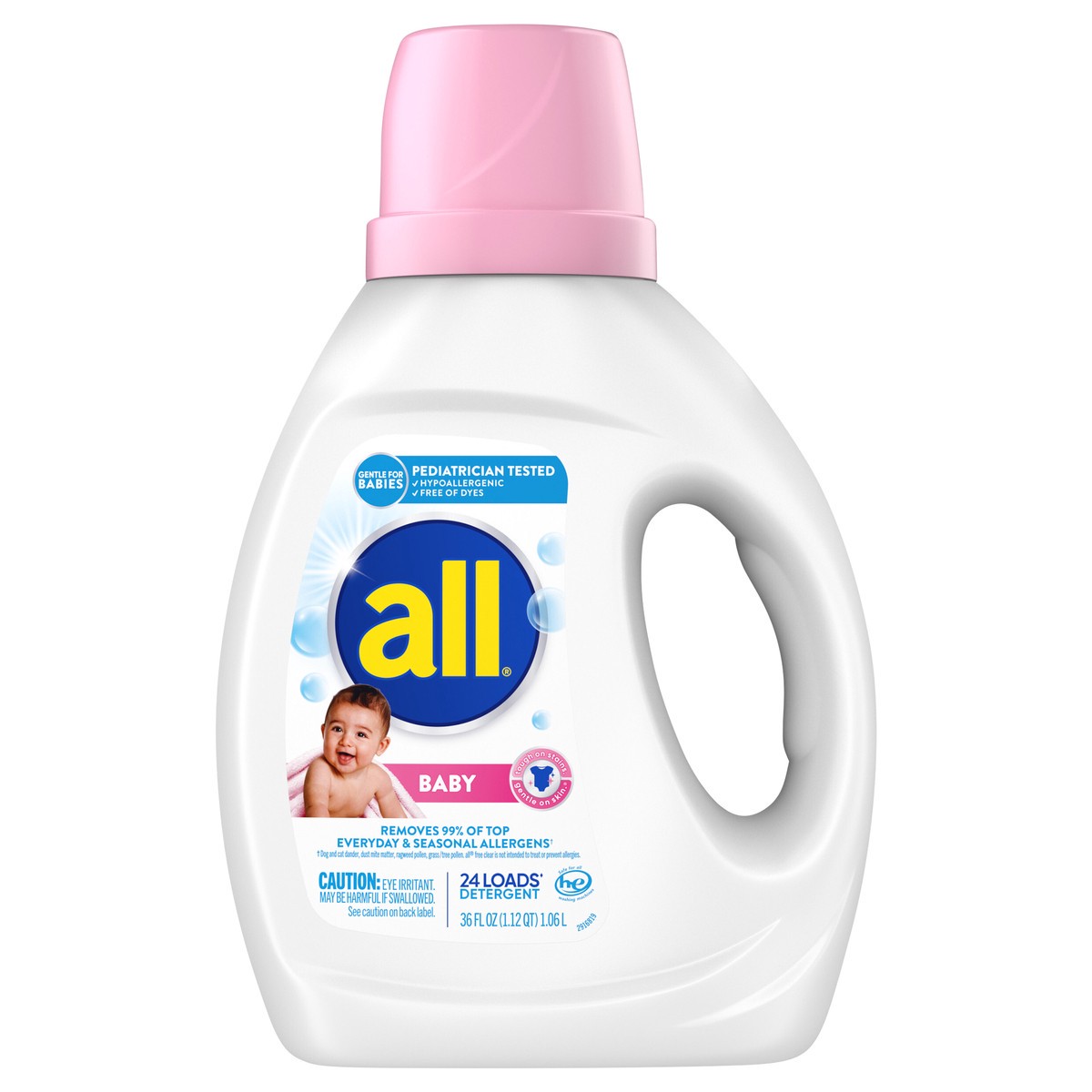 slide 1 of 3, all Baby Liquid Laundry Detergent, Gentle for Baby, 36 Ounce, 24 Loads, 36 fl oz