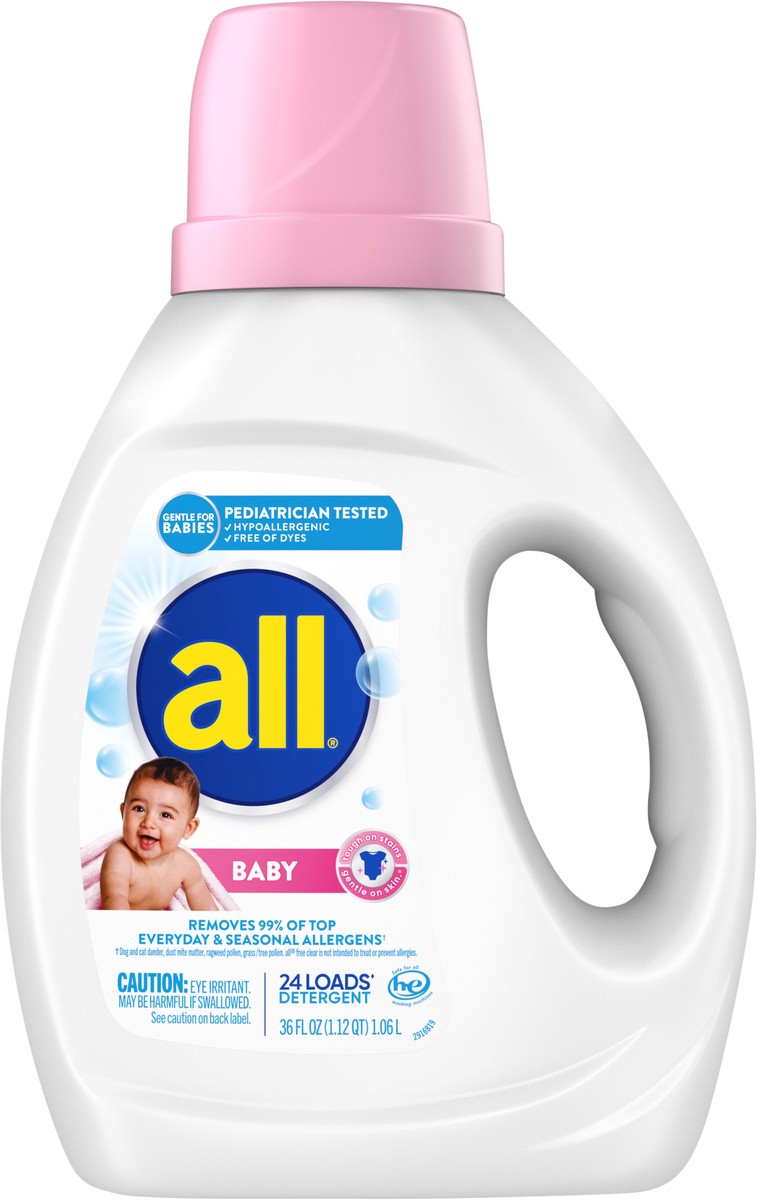 slide 3 of 3, all Baby Liquid Laundry Detergent, Gentle for Baby, 36 Ounce, 24 Loads, 36 fl oz