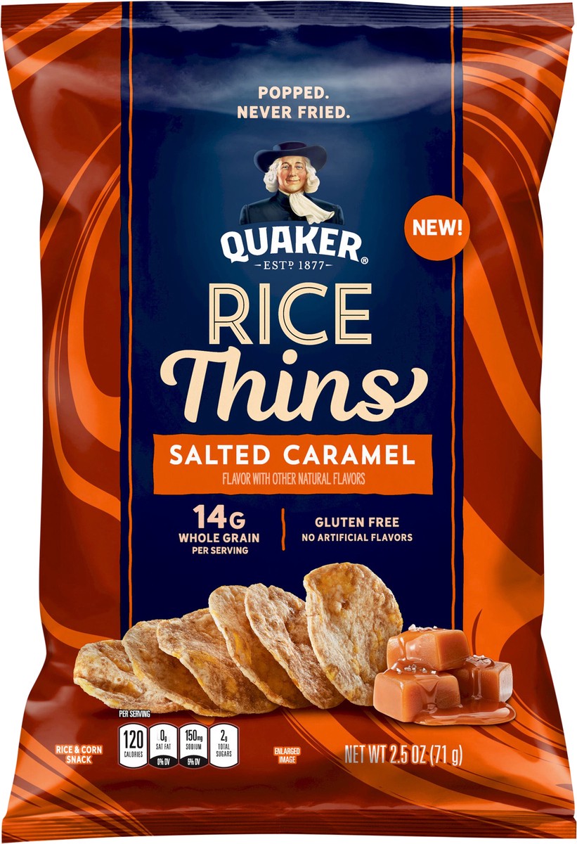 slide 3 of 3, Quaker Rice Thins Rice & Corn Snack Salted Caramel 2.5 Oz, 2.5 oz