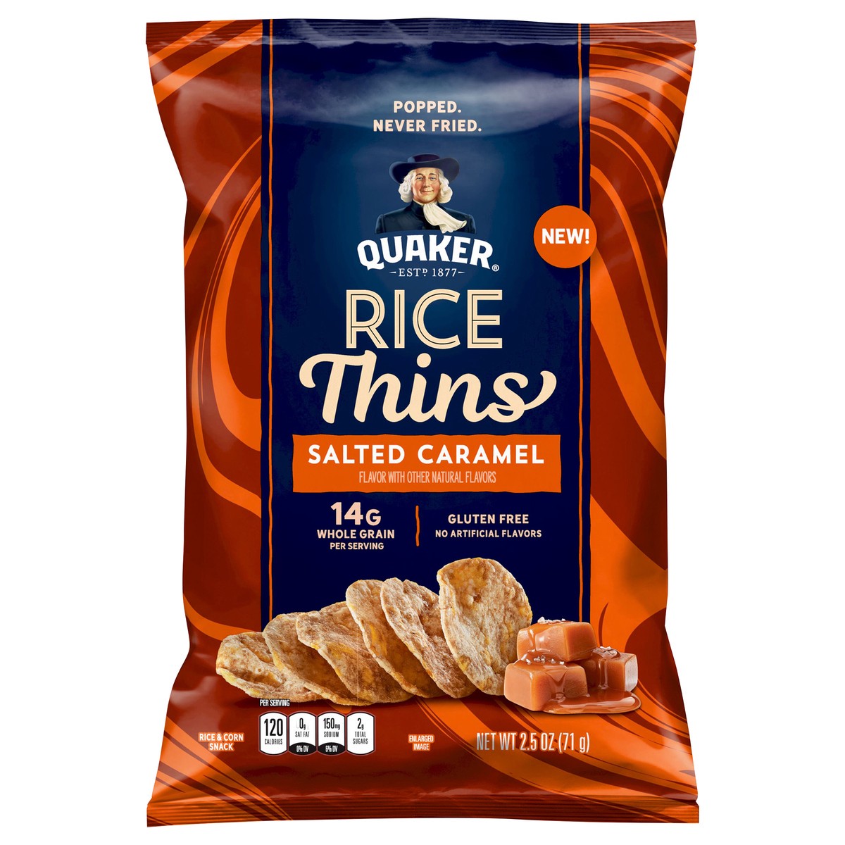 slide 1 of 3, Quaker Rice Thins Rice & Corn Snack Salted Caramel 2.5 Oz, 2.5 oz