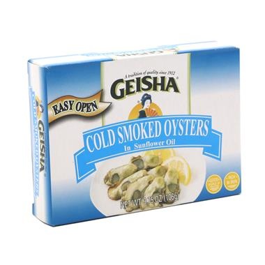 slide 1 of 1, Geisha Cold Smoked Oysters, 3.75 oz